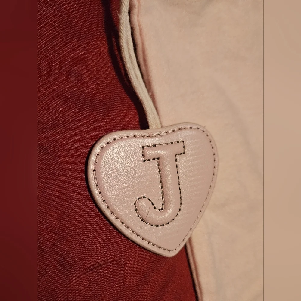 JUICY COUTURE Large Light Pink Dust Bag Cover Pouch Heart Charm Drawstring Logo - Picture 7 of 12
